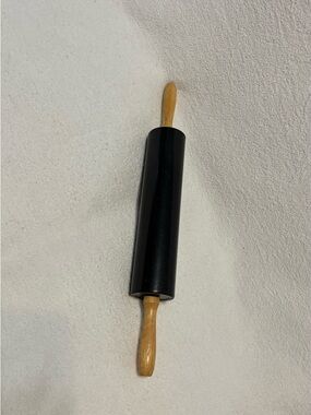 Classic Black Rolling Pin with Wood Handles